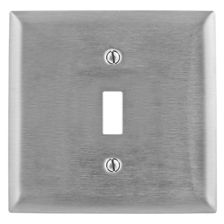 Hubbell Wiring Device-Kellems Wallplates and Boxes, Metallic Plates, 2- Gang, 1) Toggle Opening, Standard Size, Stainless Steel SS740